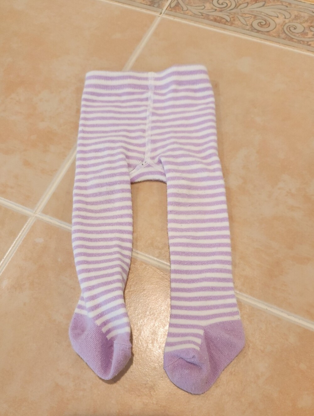 6-9 Months Lilac And White Tights